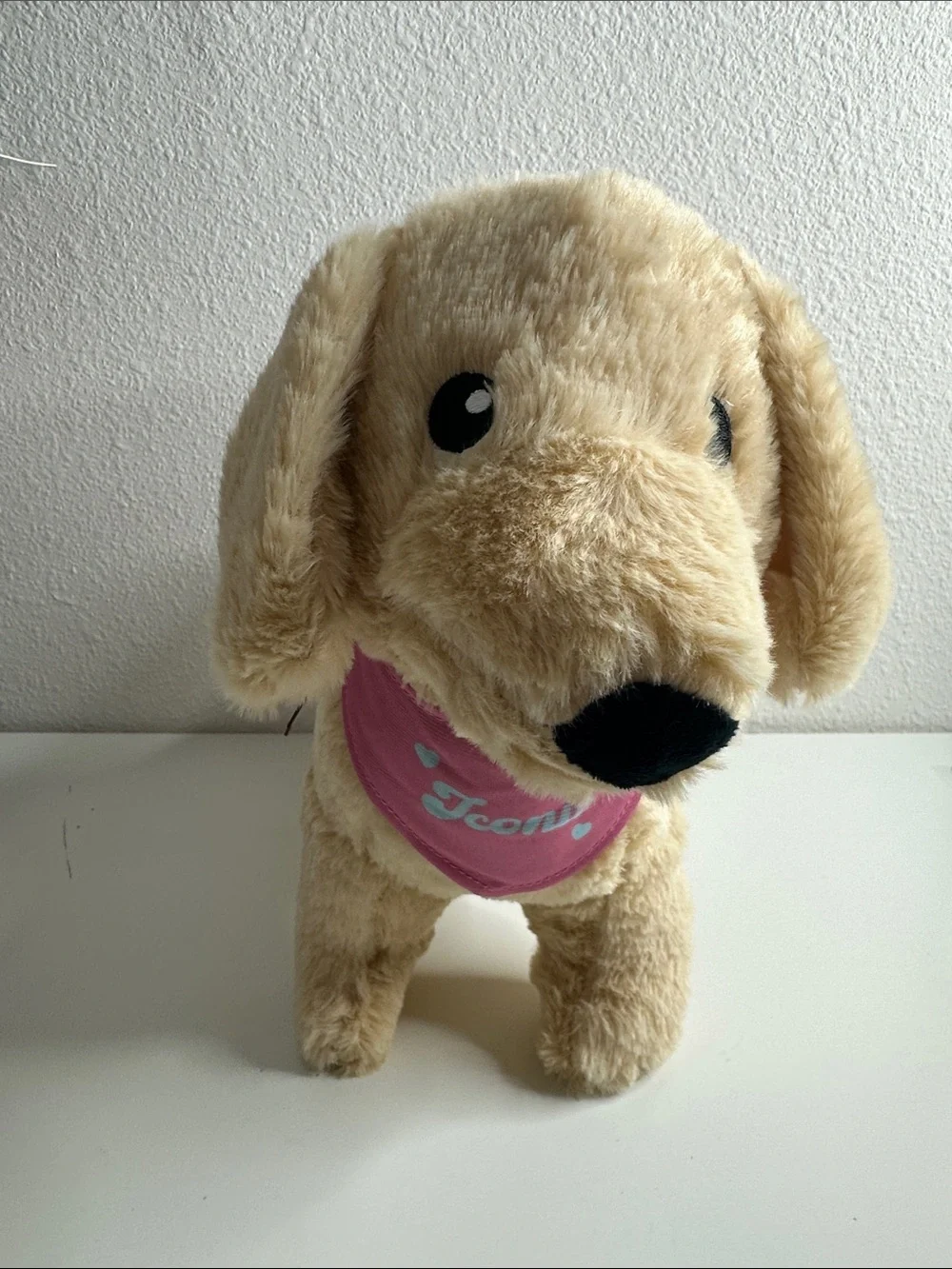 Paris Hilton Plush Dog with Pink Bandana - Cream Fur